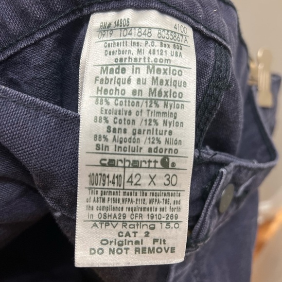 Carhartt FR Flame resistant pants In navy size 42 X 30 - Picture 5 of 5